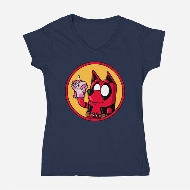 Dadpool-Womens-V-Neck-Tee-Raffiti
