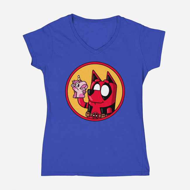 Dadpool-Womens-V-Neck-Tee-Raffiti