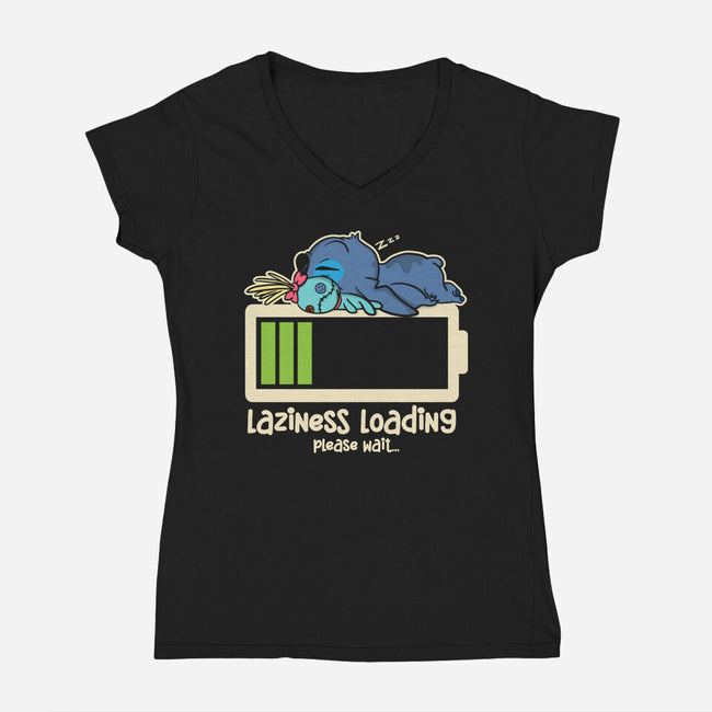 Laziness Loading-Womens-V-Neck-Tee-turborat14