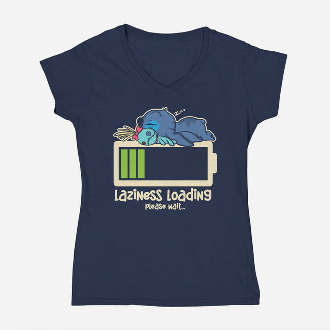 Laziness Loading-Womens-V-Neck-Tee-turborat14