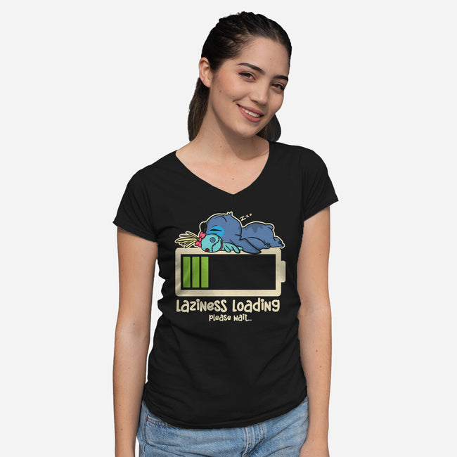 Laziness Loading-Womens-V-Neck-Tee-turborat14