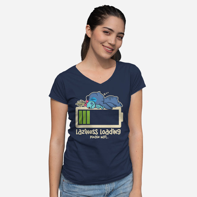 Laziness Loading-Womens-V-Neck-Tee-turborat14