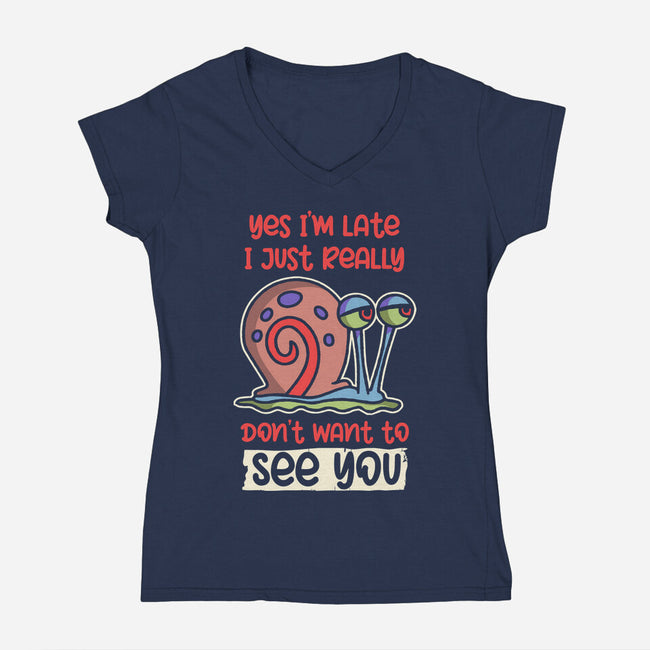 Yes I'm Late-Womens-V-Neck-Tee-turborat14