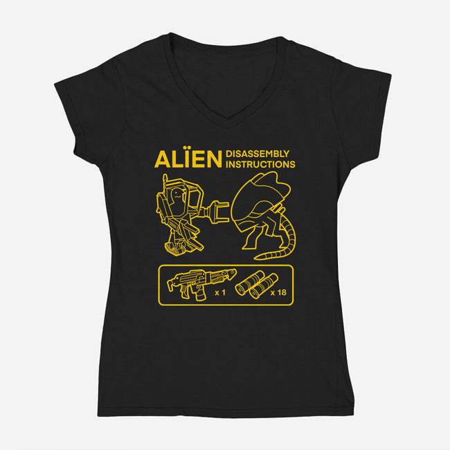 Alien Disassembly-Womens-V-Neck-Tee-Jorgetiradoart