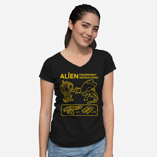 Alien Disassembly-Womens-V-Neck-Tee-Jorgetiradoart