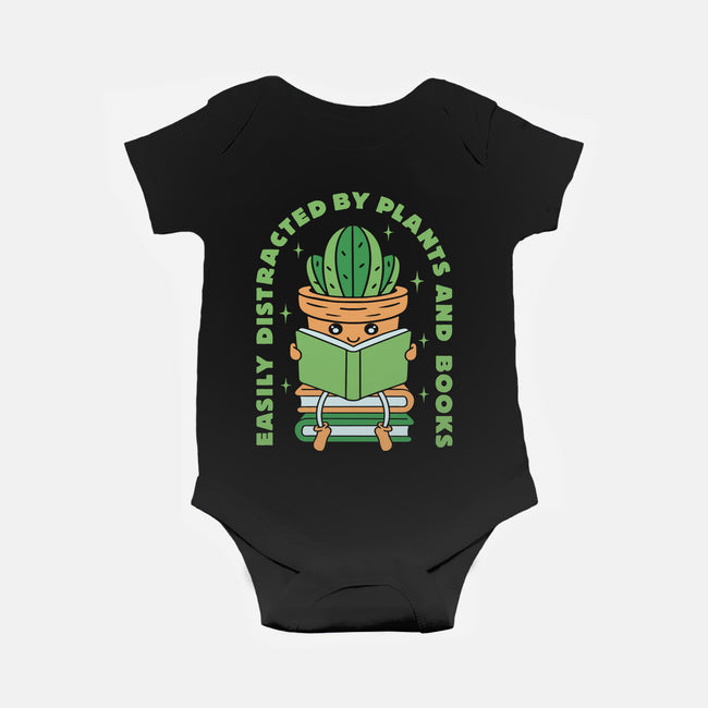 Easily Distracted By Plants And Books-Baby-Basic-Onesie-brunopires