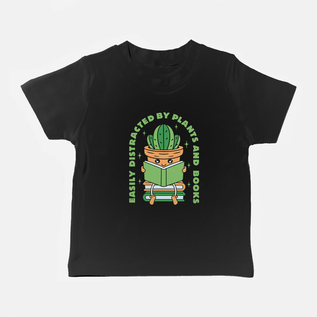 Easily Distracted By Plants And Books-Baby-Basic-Tee-brunopires