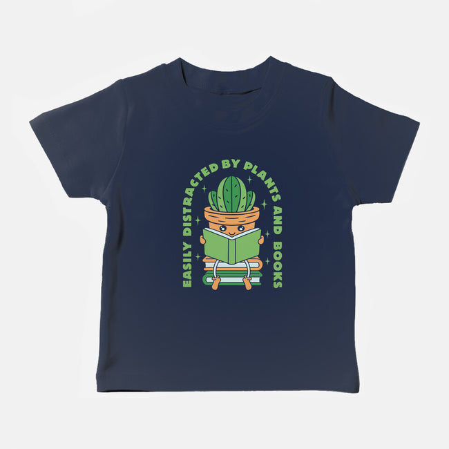 Easily Distracted By Plants And Books-Baby-Basic-Tee-brunopires