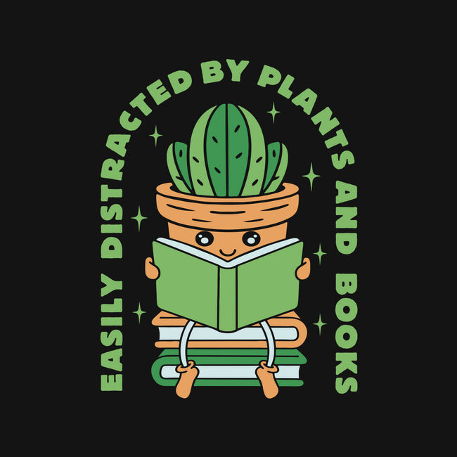 Easily Distracted By Plants And Books-Womens-Basic-Tee-brunopires
