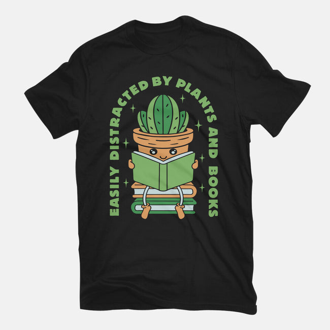 Easily Distracted By Plants And Books-Mens-Basic-Tee-brunopires