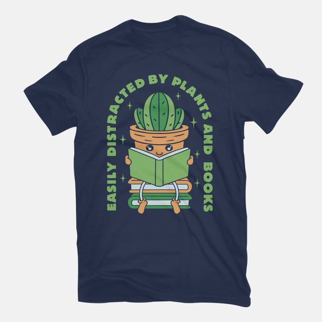Easily Distracted By Plants And Books-Mens-Basic-Tee-brunopires
