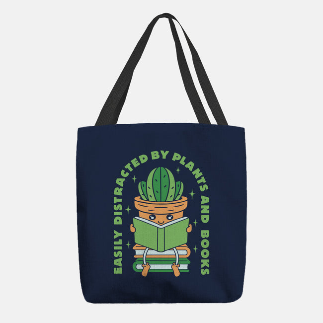 Easily Distracted By Plants And Books-None-Basic Tote-Bag-brunopires