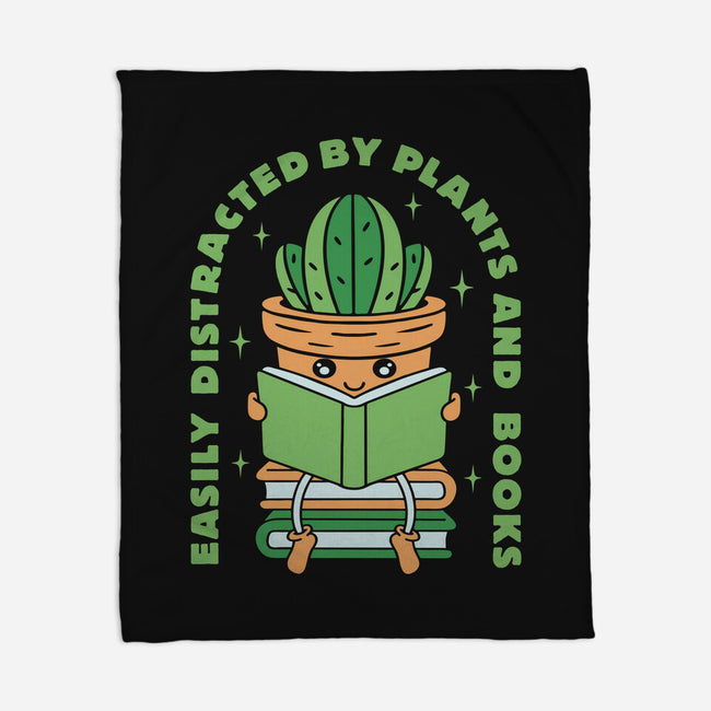 Easily Distracted By Plants And Books-None-Fleece-Blanket-brunopires