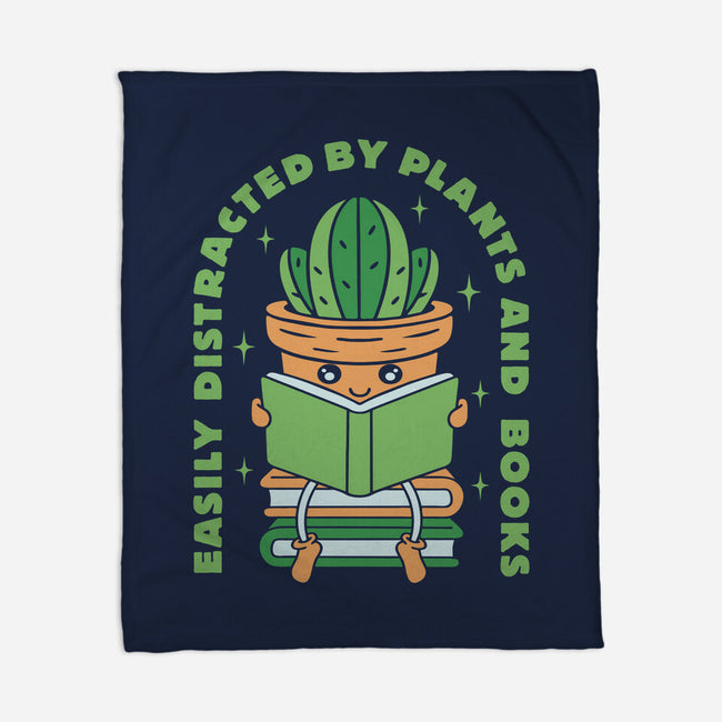Easily Distracted By Plants And Books-None-Fleece-Blanket-brunopires