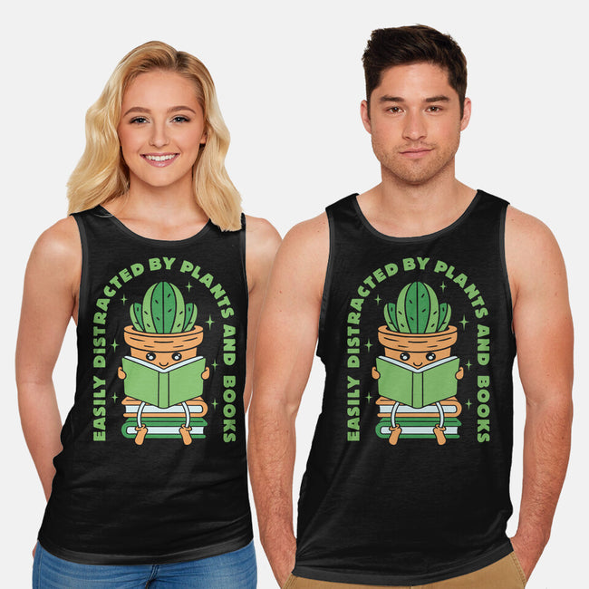 Easily Distracted By Plants And Books-Unisex-Basic-Tank-brunopires