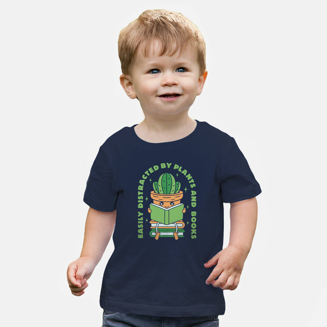 Easily Distracted By Plants And Books-Baby-Basic-Tee-brunopires