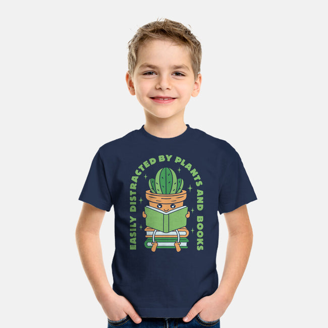 Easily Distracted By Plants And Books-Youth-Basic-Tee-brunopires