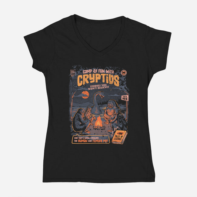 Cryptids Camp-Womens-V-Neck-Tee-eduely