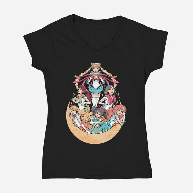 Moon Princesses-Womens-V-Neck-Tee-yumie