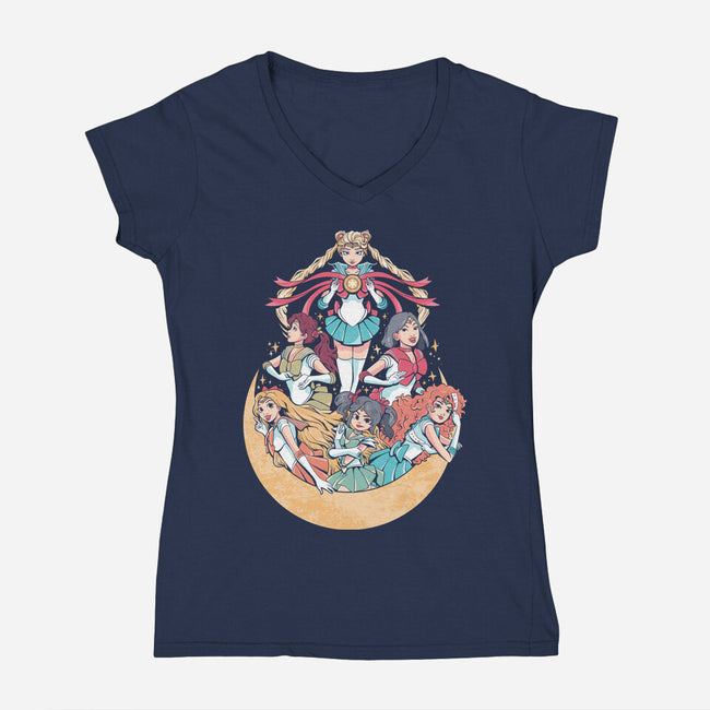 Moon Princesses-Womens-V-Neck-Tee-yumie