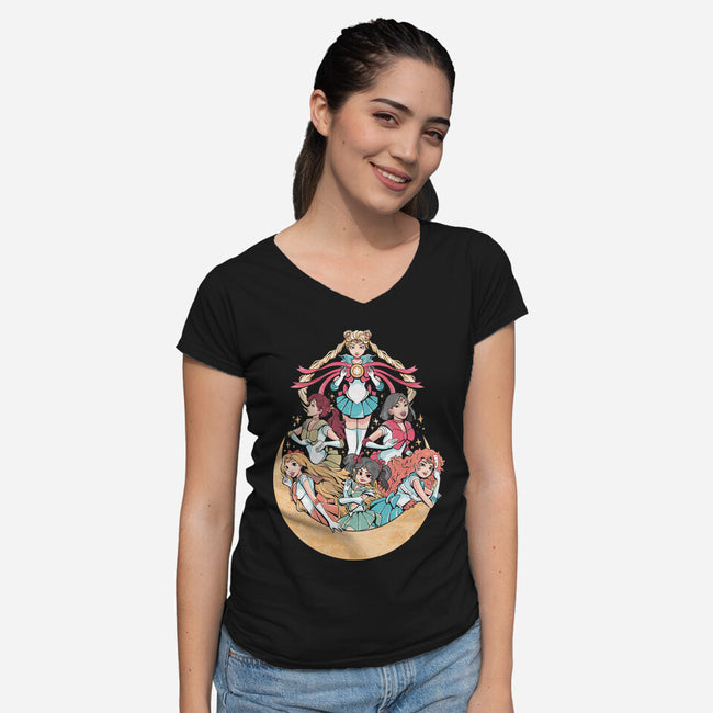 Moon Princesses-Womens-V-Neck-Tee-yumie