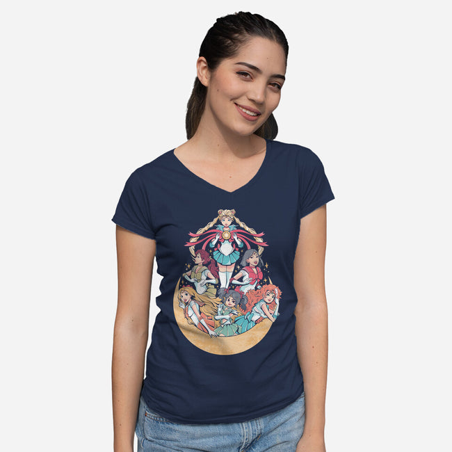 Moon Princesses-Womens-V-Neck-Tee-yumie