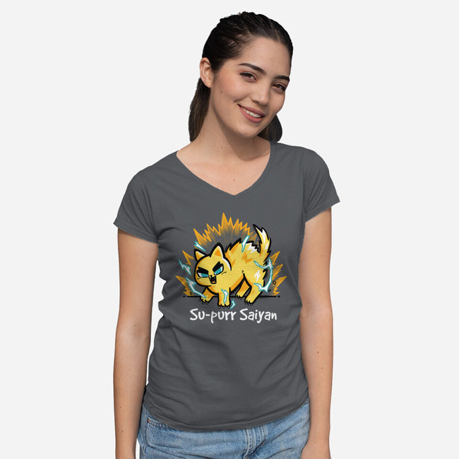 Cat Supurr-Womens-V-Neck-Tee-NemiMakeit