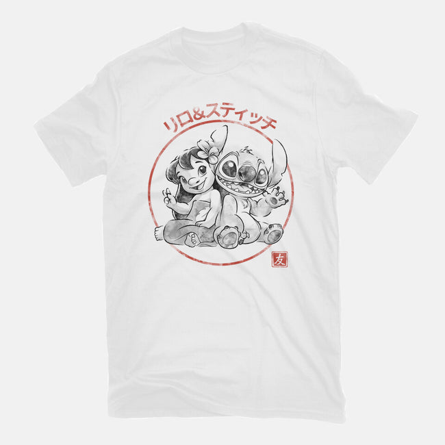 Aloha And Cosmo Sumi-E-Womens-Fitted-Tee-Astrobot Invention
