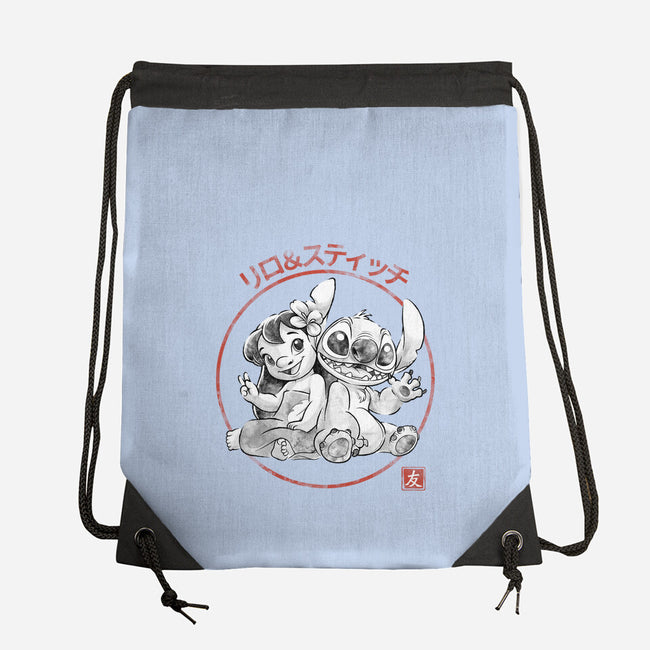 Aloha And Cosmo Sumi-E-None-Drawstring-Bag-Astrobot Invention