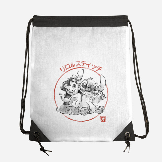 Aloha And Cosmo Sumi-E-None-Drawstring-Bag-Astrobot Invention