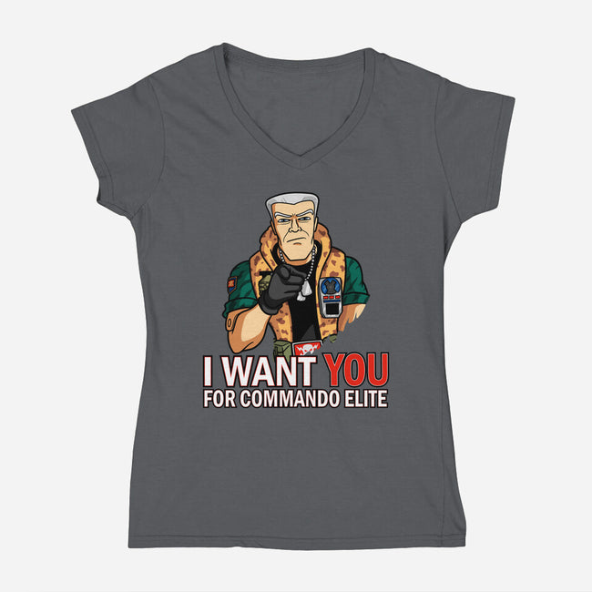 I Want You For Commando Elite-Womens-V-Neck-Tee-jasesa