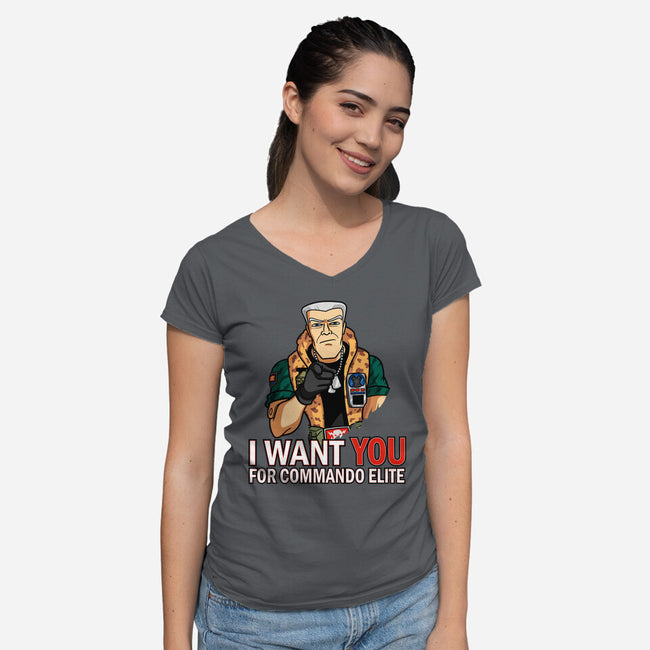 I Want You For Commando Elite-Womens-V-Neck-Tee-jasesa