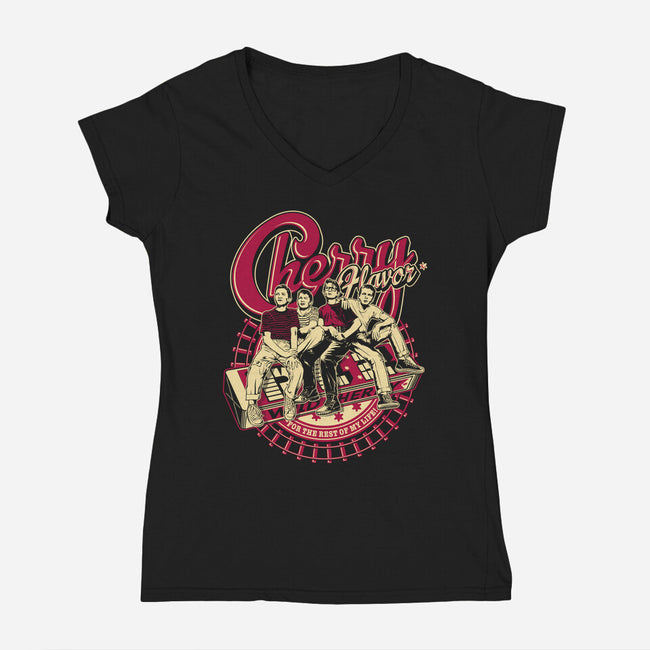 Cherry Flavor-Womens-V-Neck-Tee-CappO