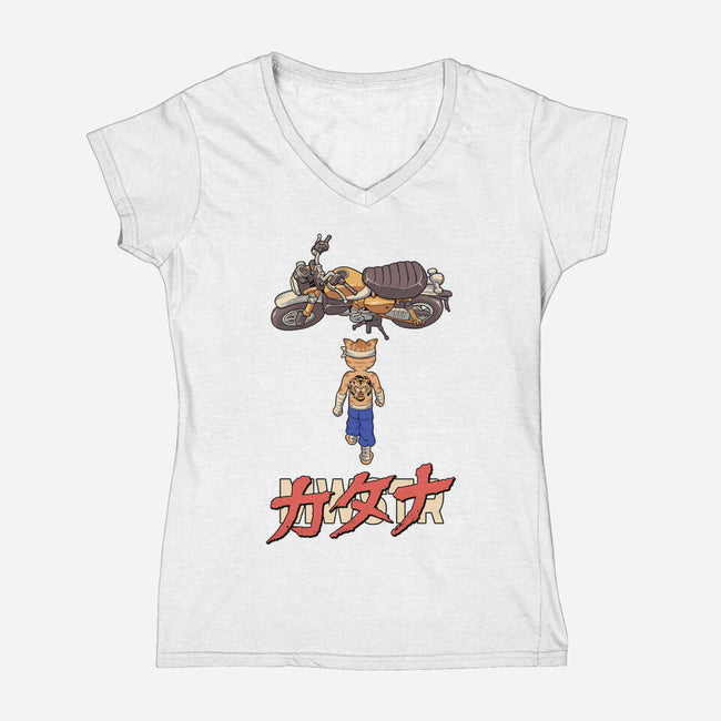 Neo Biker Catana-Womens-V-Neck-Tee-vp021