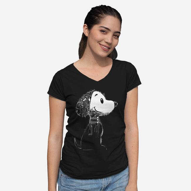 Beagle Of Tomorrow-Womens-V-Neck-Tee-kharmazero