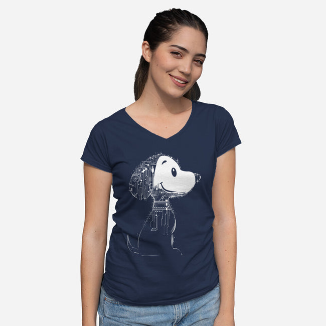 Beagle Of Tomorrow-Womens-V-Neck-Tee-kharmazero