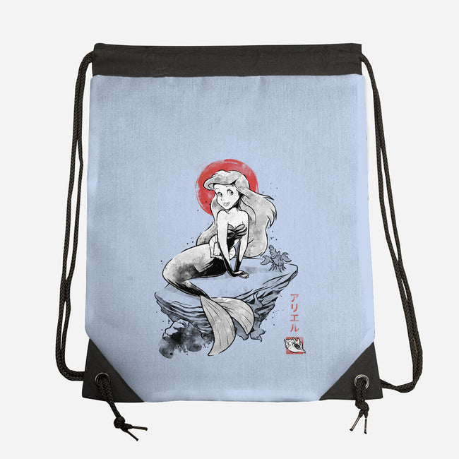 Queen Of The Wave Sumi-e-None-Drawstring-Bag-Astrobot Invention