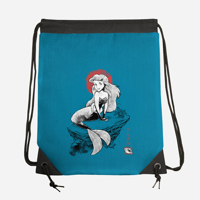 Queen Of The Wave Sumi-e-None-Drawstring-Bag-Astrobot Invention