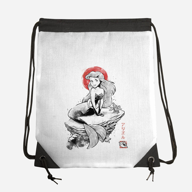 Queen Of The Wave Sumi-e-None-Drawstring-Bag-Astrobot Invention