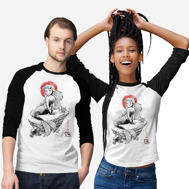 Queen Of The Wave Sumi-e-Unisex-Baseball-Tee-Astrobot Invention