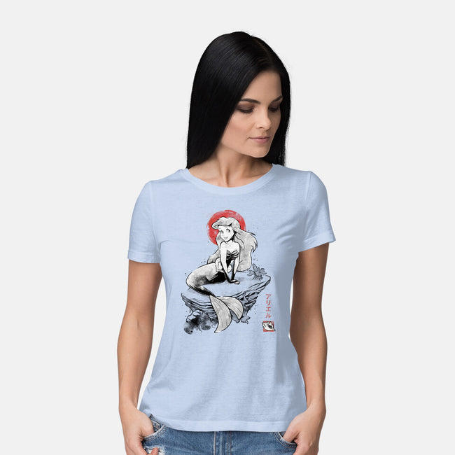 Queen Of The Wave Sumi-e-Womens-Basic-Tee-Astrobot Invention