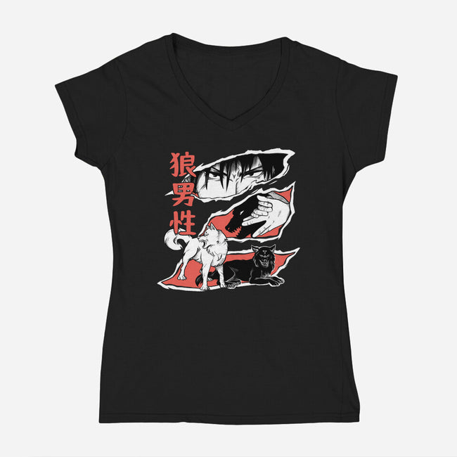 Summon Wolf-Womens-V-Neck-Tee-yumie