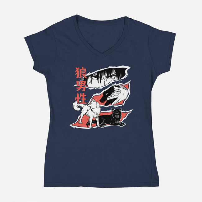 Summon Wolf-Womens-V-Neck-Tee-yumie