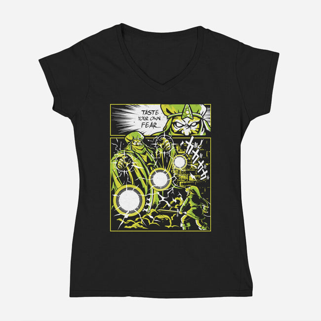 Taste Your Own Fear-Womens-V-Neck-Tee-arace