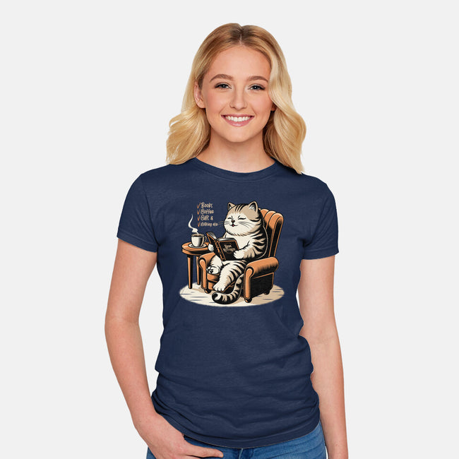 Books Coffee And Cats-Womens-Fitted-Tee-Popnotic