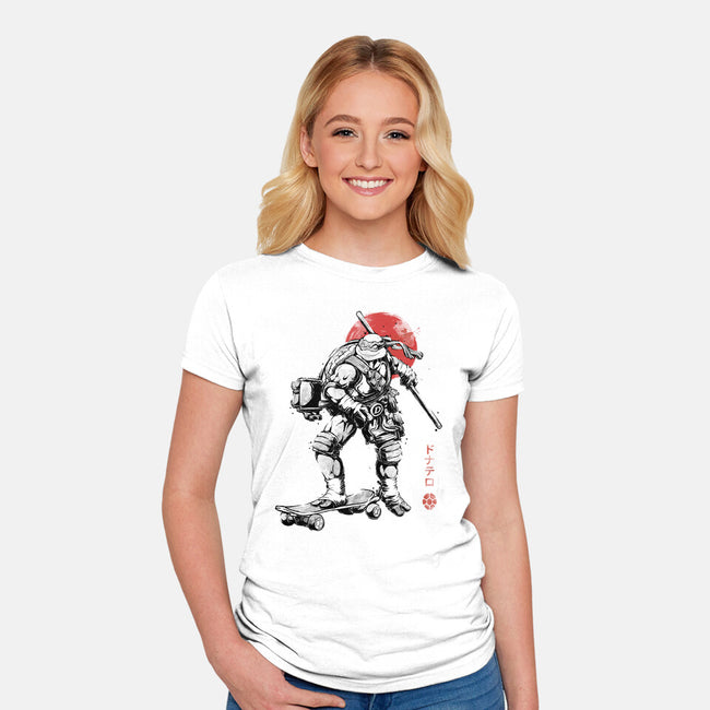 Ninja Donatello Sumi-E-Womens-Fitted-Tee-Astrobot Invention