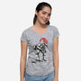 Ninja Donatello Sumi-E-Womens-V-Neck-Tee-Astrobot Invention