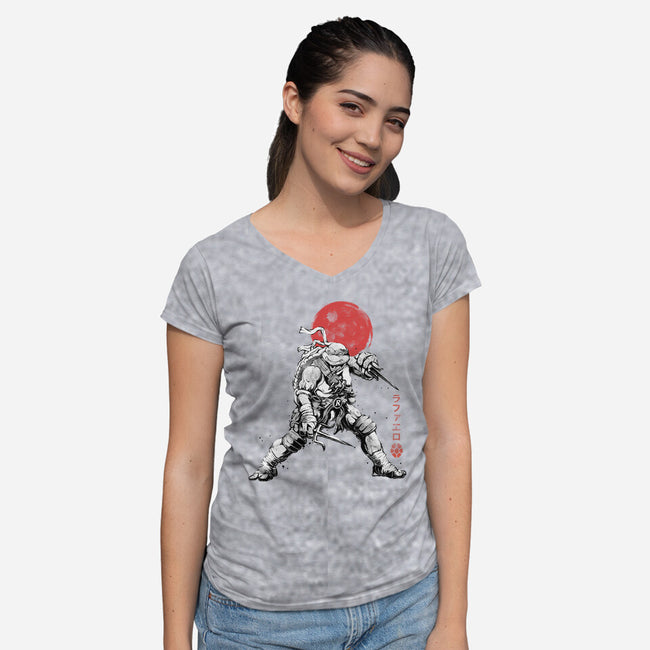 Ninja Raphael Sumi-E-Womens-V-Neck-Tee-Astrobot Invention