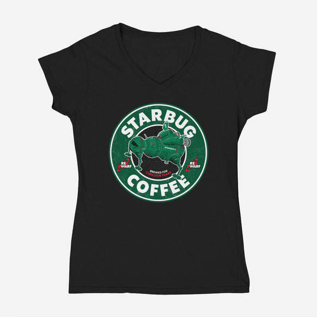 Starbug Coffee-Womens-V-Neck-Tee-rocketman_art