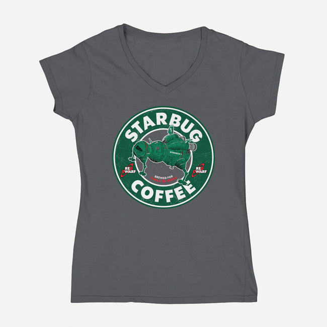 Starbug Coffee-Womens-V-Neck-Tee-rocketman_art